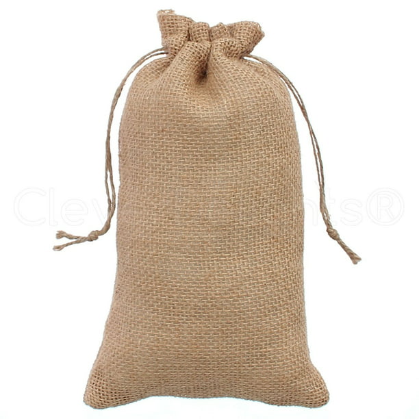 3" x 5" Sack Favor Bag 3x5 25 Burlap Bags with Natural Jute Drawstring